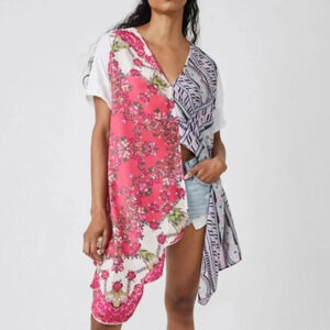 FREE PEOPLE Pick Your Scarf Maxi Tee in Pink Combo Size Large NWT